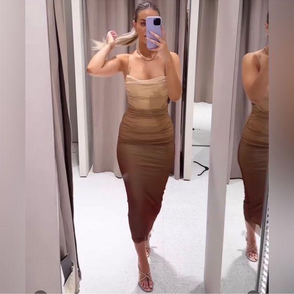 Zara PRINT DRESS WITH TULLE - Picture 9 of 16